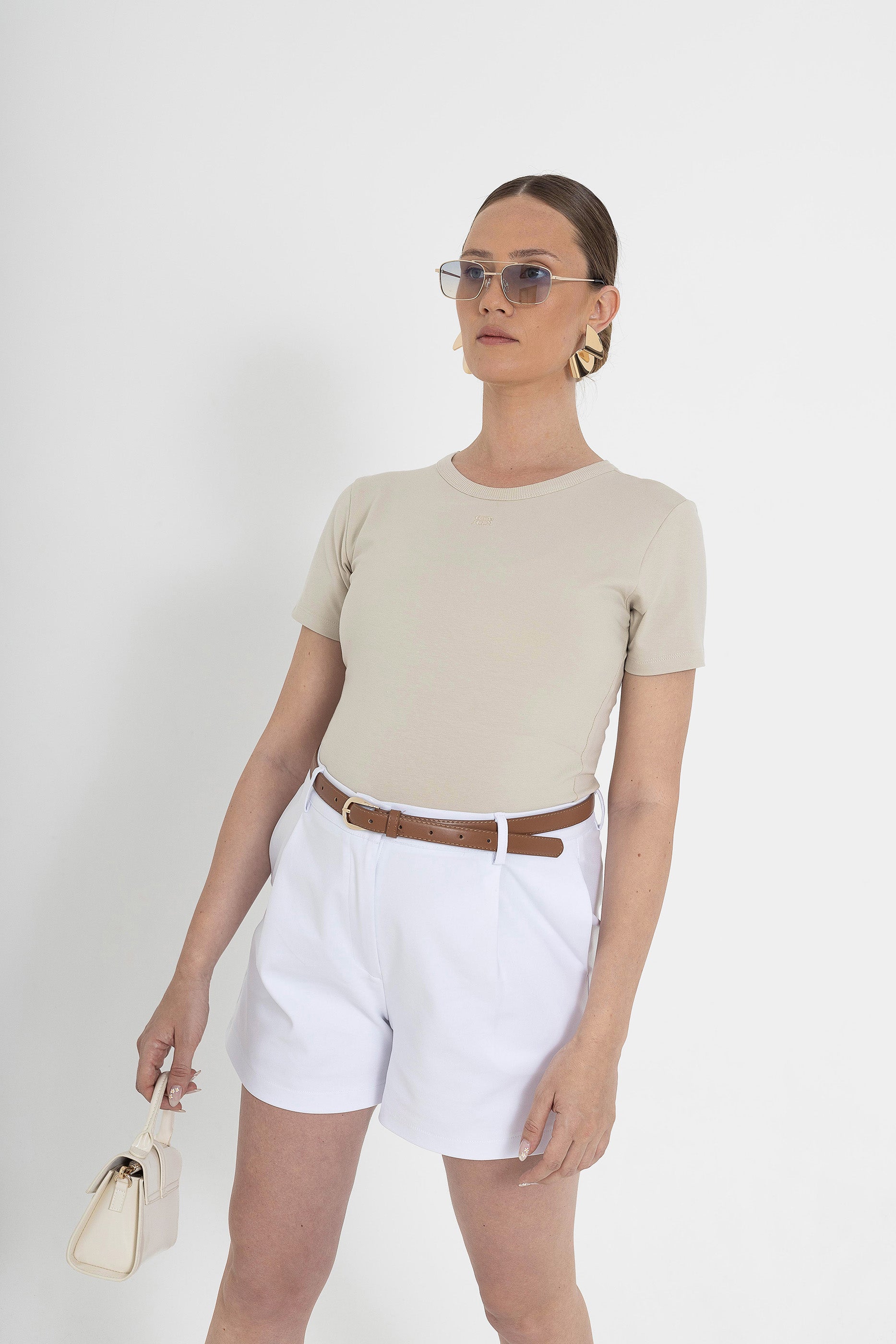 T cotton bodysuit - Beige
