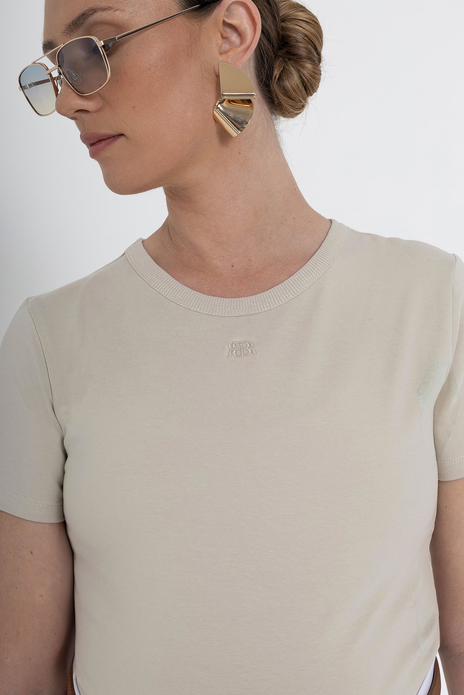 T cotton bodysuite - Beige