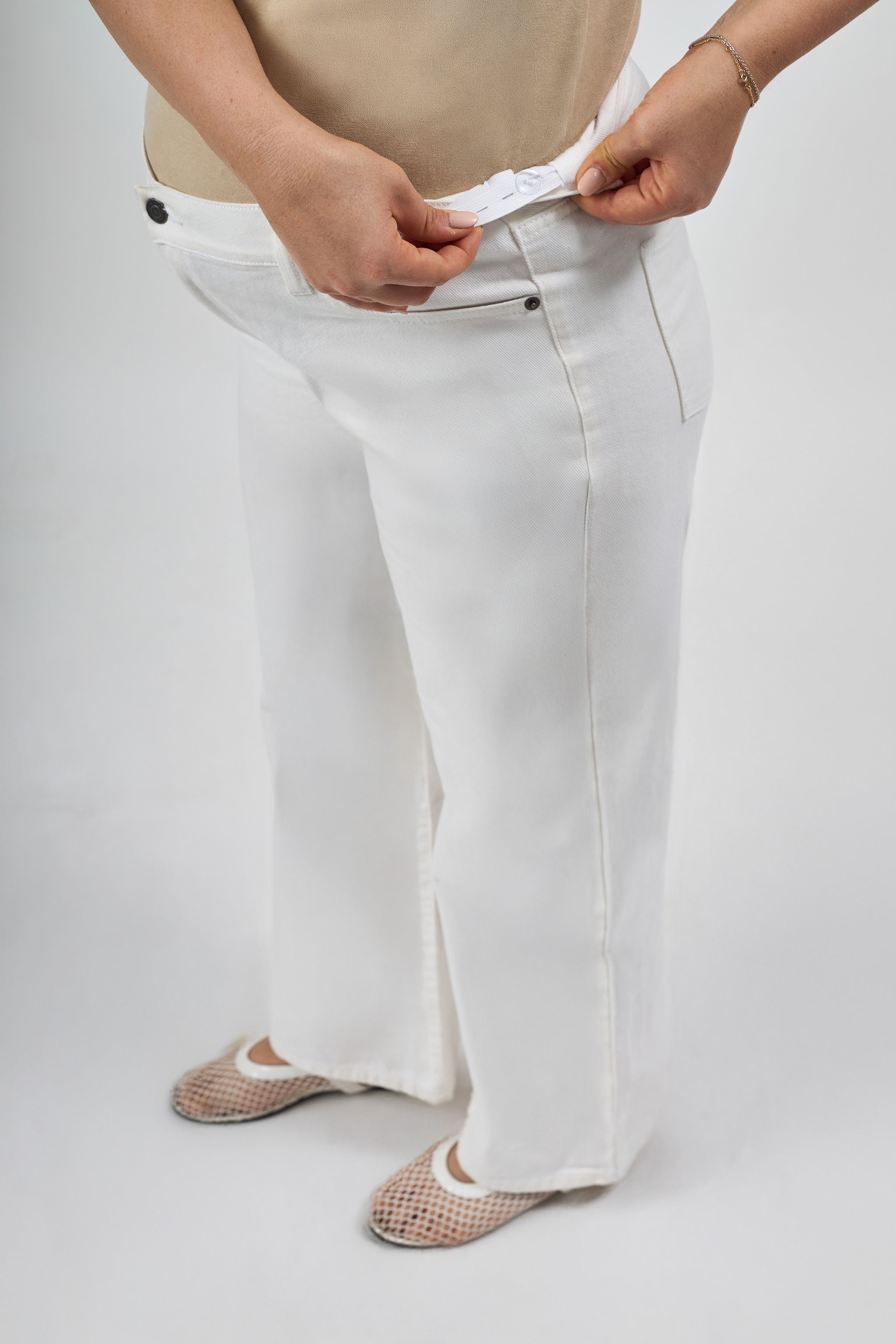 Aria wide leg jeans- white